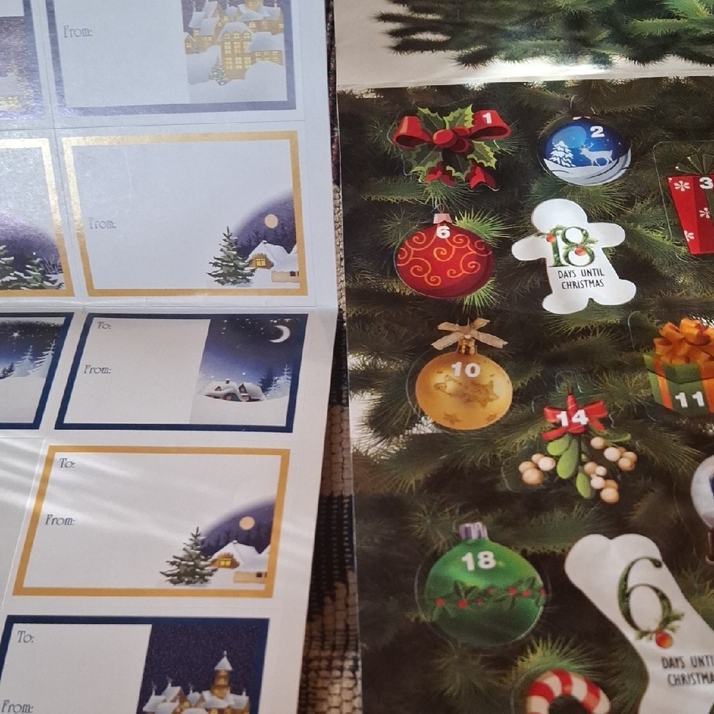 Christmas Tree Advent Calendar Sticker Sheet with Gift Tags